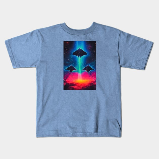 Stingrays in Space (Close Up Version), Nebula Navigators Kids T-Shirt by Nebula Nexus